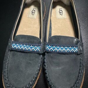 Adorable UGG Women's Embroidered Steel Blue Loafers